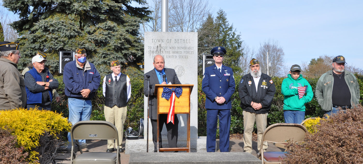 Bethel town supervisor Daniel Sturm welcomed veterans, their families and town residents who gathered in Kauneonga Lake, NY on Thursday, November 11 to honor those who have served